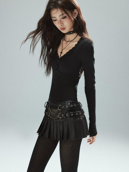 Low pixel Leopard Print Lace Trim Open Back V-neck Slim Fit Women&