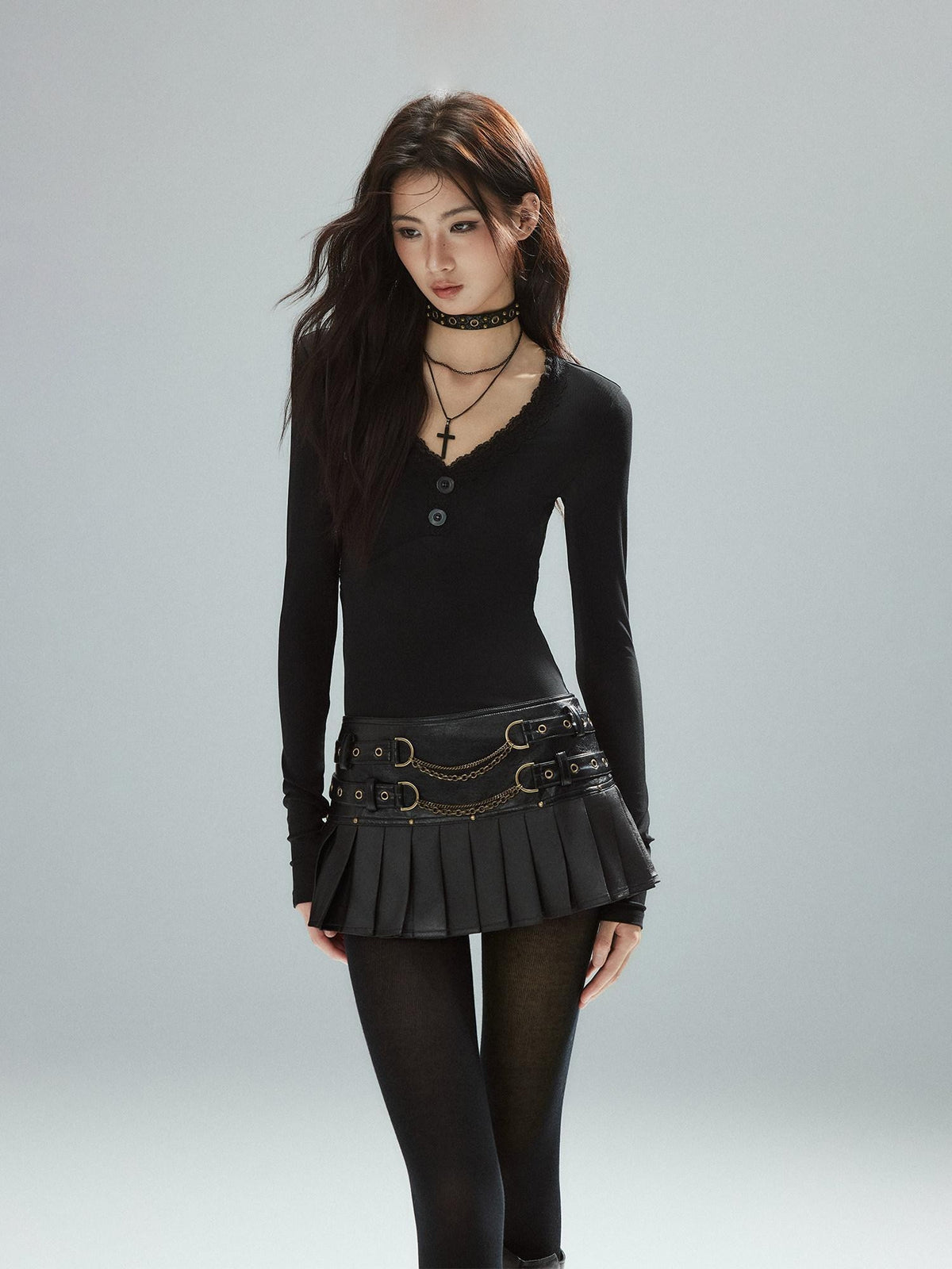Low pixel Leopard Print Lace Trim Open Back V-neck Slim Fit Women&
