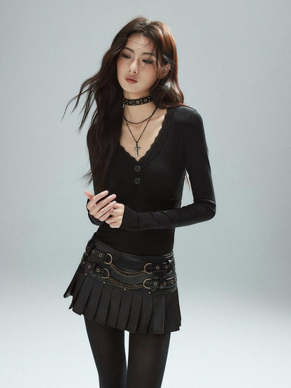 Low pixel Leopard Print Lace Trim Open Back V-neck Slim Fit Women&