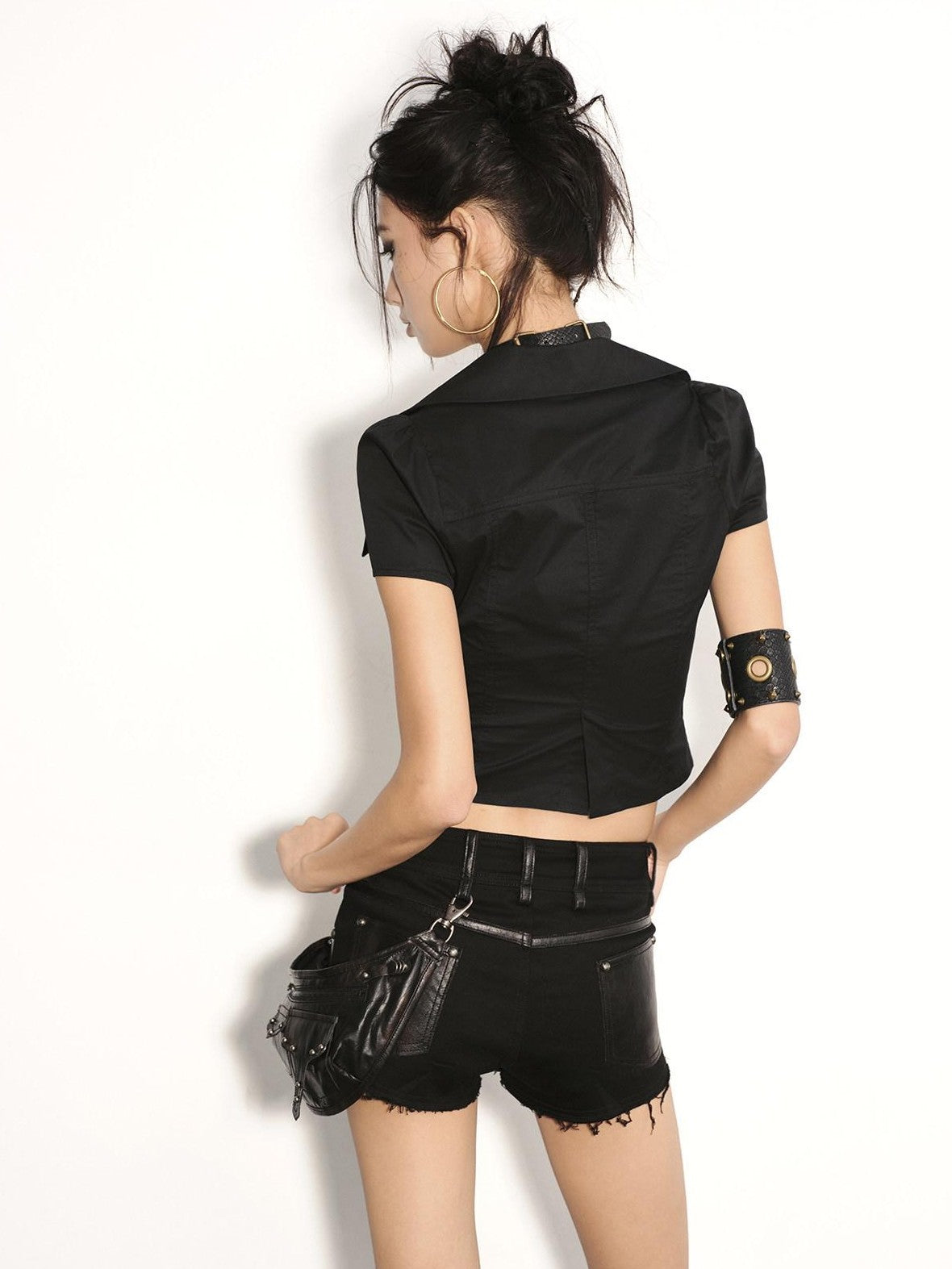 Low pixel Low Pixel Black Studded Patchwork Drawstring Women&