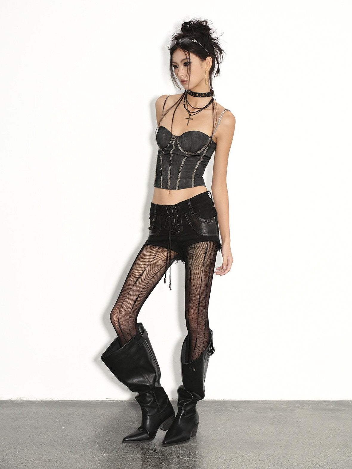 Low pixel Low Pixel Black Studded Patchwork Drawstring Women&