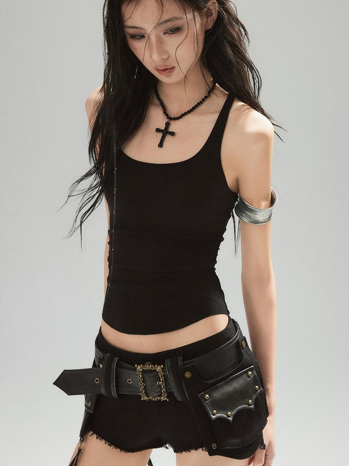Low pixel Low Pixel Black U Neck Racerback Wide Strap Women&