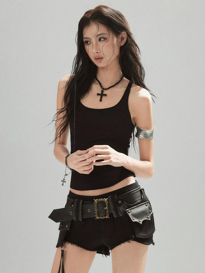 Low pixel Low Pixel Black U Neck Racerback Wide Strap Women&