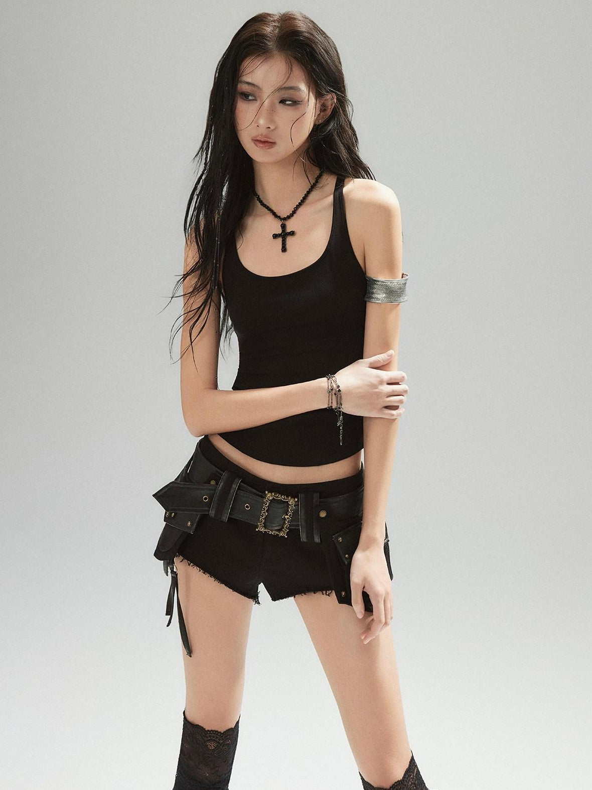 Low pixel Low Pixel Black U Neck Racerback Wide Strap Women&