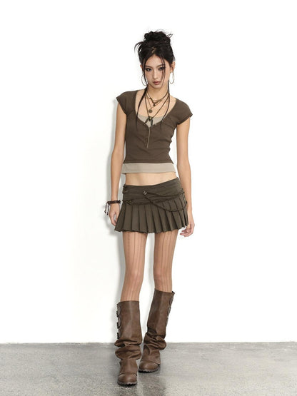 Low pixel Low Pixel Olive Green Pleated Crinkle Slim Fit Women&