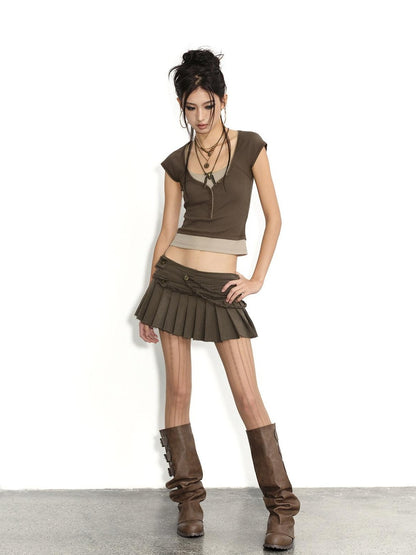 Low pixel Low Pixel Olive Green Pleated Crinkle Slim Fit Women&