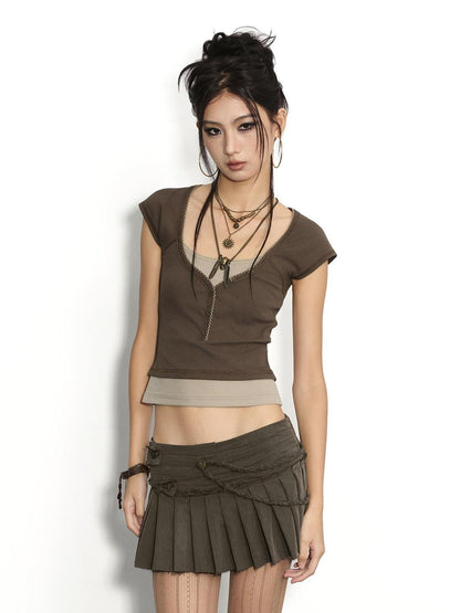 Low pixel Low Pixel Olive Green Pleated Crinkle Slim Fit Women&