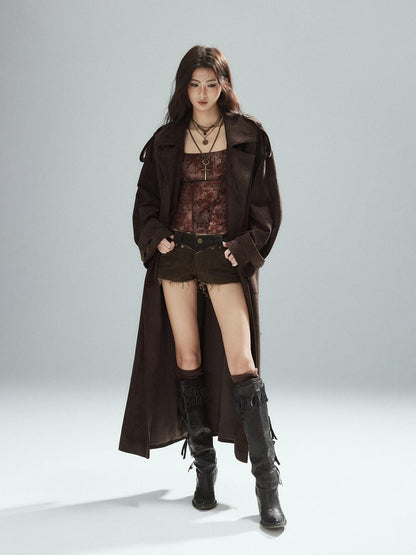 Low pixel Pixelated Flocked Print Spliced Square Neck Slim Women&