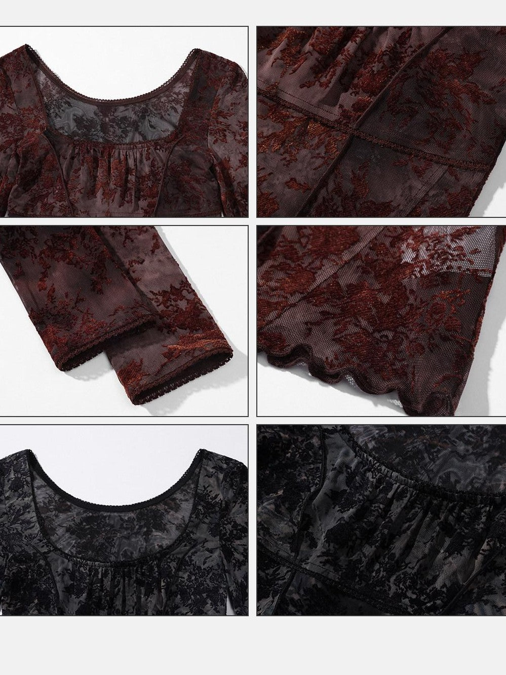 Low pixel Pixelated Flocked Print Spliced Square Neck Slim Women&
