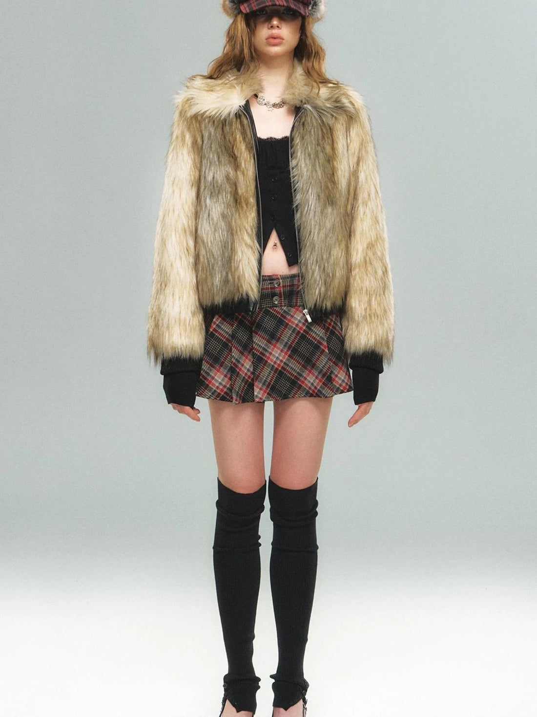 Luxury Fox Fur Faux Coat Lazy Chic Brown Fall Winter Jacket