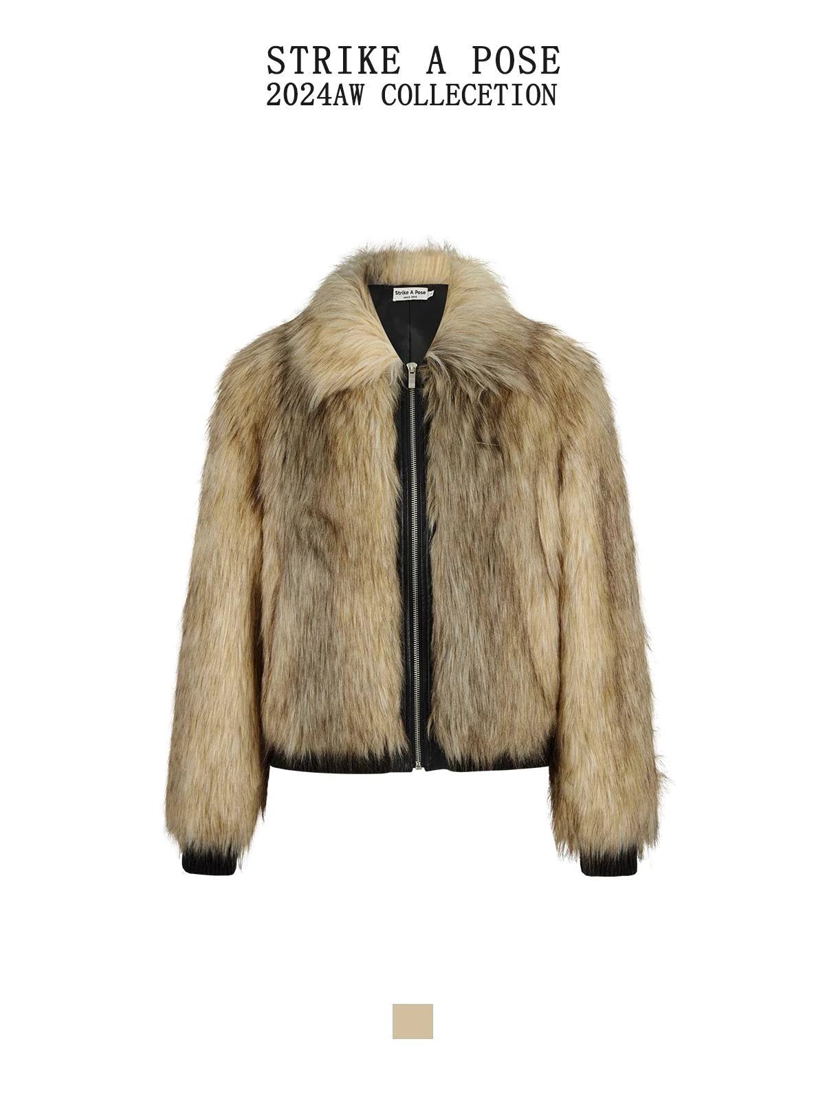 Luxury Fox Fur Faux Coat Lazy Chic Brown Fall Winter Jacket