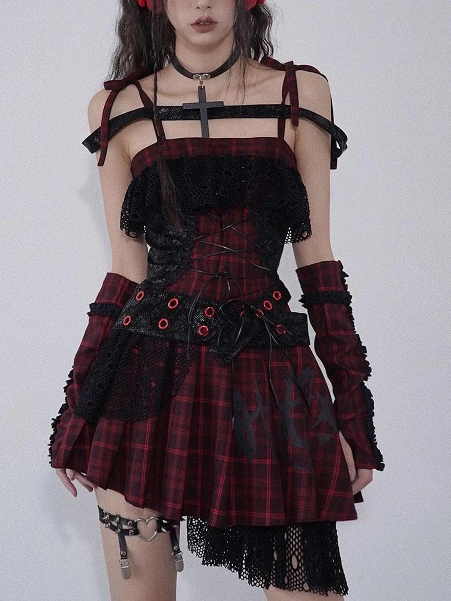 Magic Rhythm Rock Tartan Strap Dress