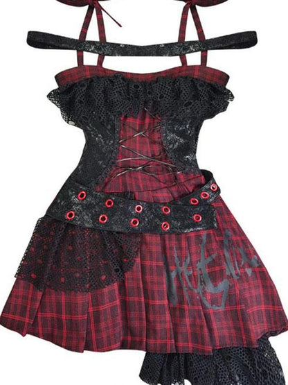 Magic Rhythm Rock Tartan Strap Dress