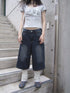 ang project Vintage Washed Distressed Relaxed Straight Cropped Jeans