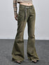 Achihara Green Denim Flare Pants For Summer & Fall