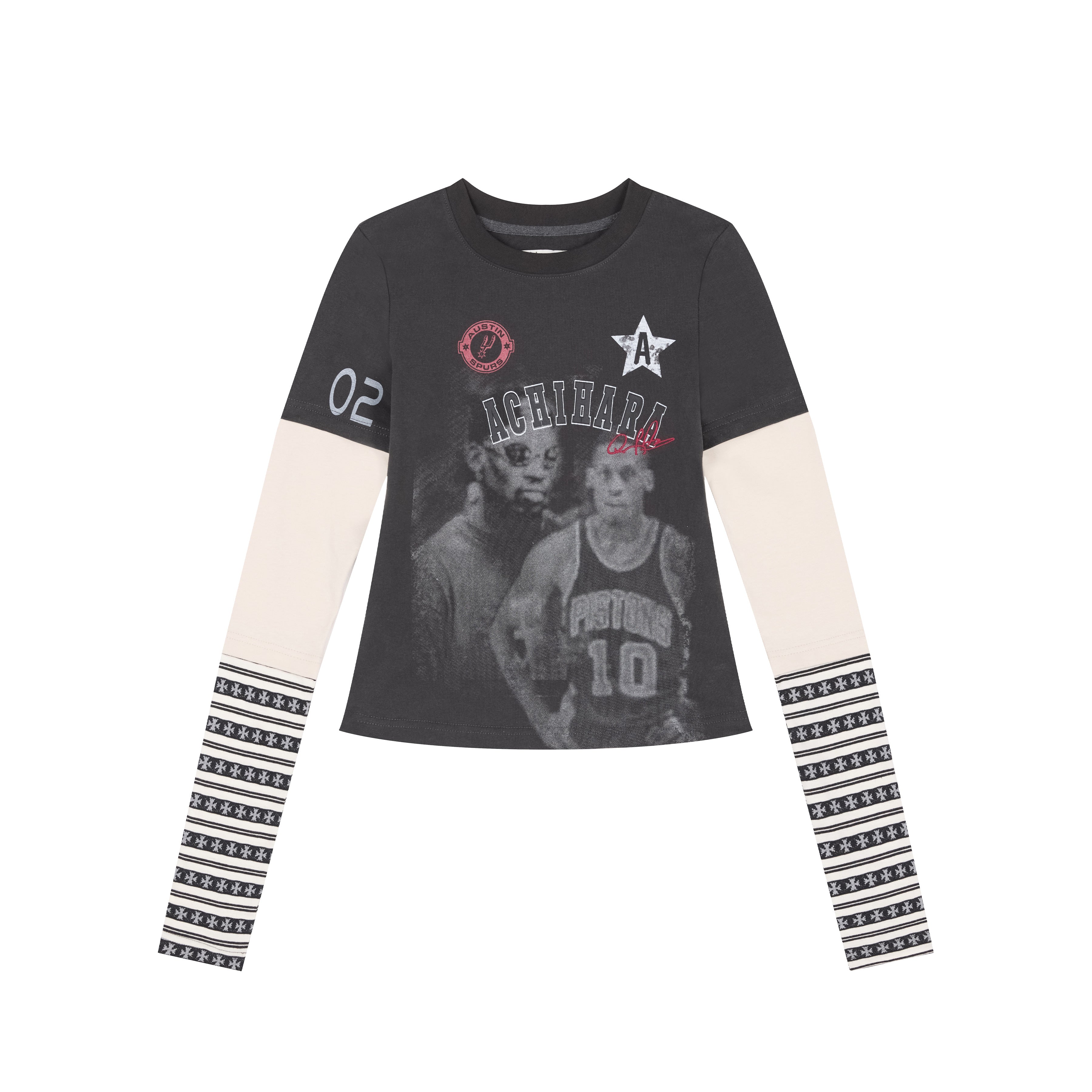 Achihara Rodman Inspired Slim Fit Basketball Tee Long Sleeve Layering Top
