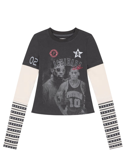 Rodman Inspired Slim Fit Basketball Tee Long Sleeve Layering Top