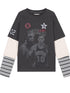Achihara Rodman Oversized Jersey Tee V Neck T Shirt Long Sleeve