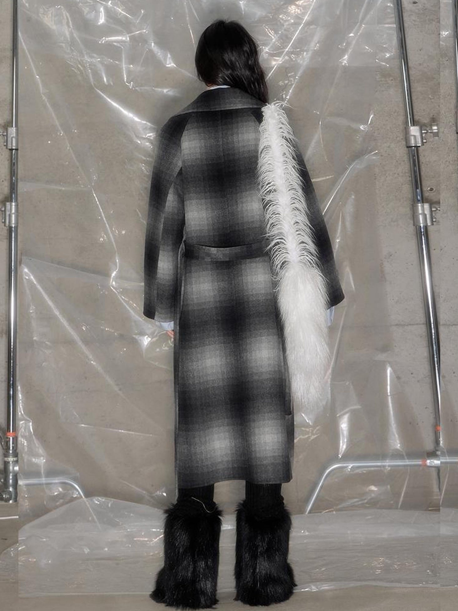 DIDDI MODA Matrix Mosaic Wool Blend Trench Coat