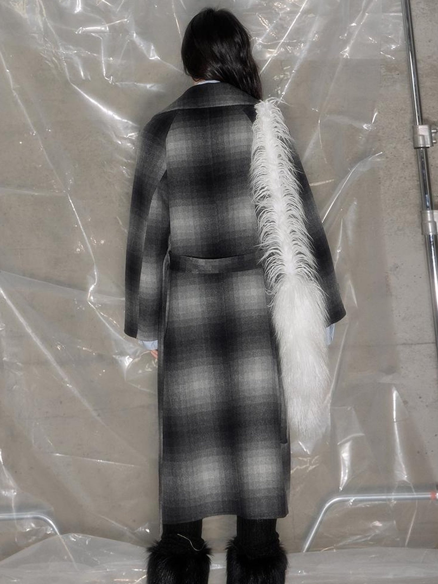 DIDDI MODA Matrix Mosaic Wool Blend Trench Coat
