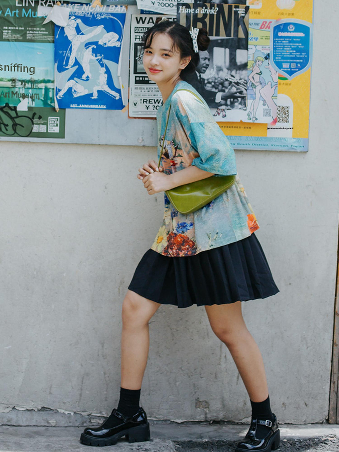 Sweet Mi Meow Retro Vintage Print Summer Tee Free Size