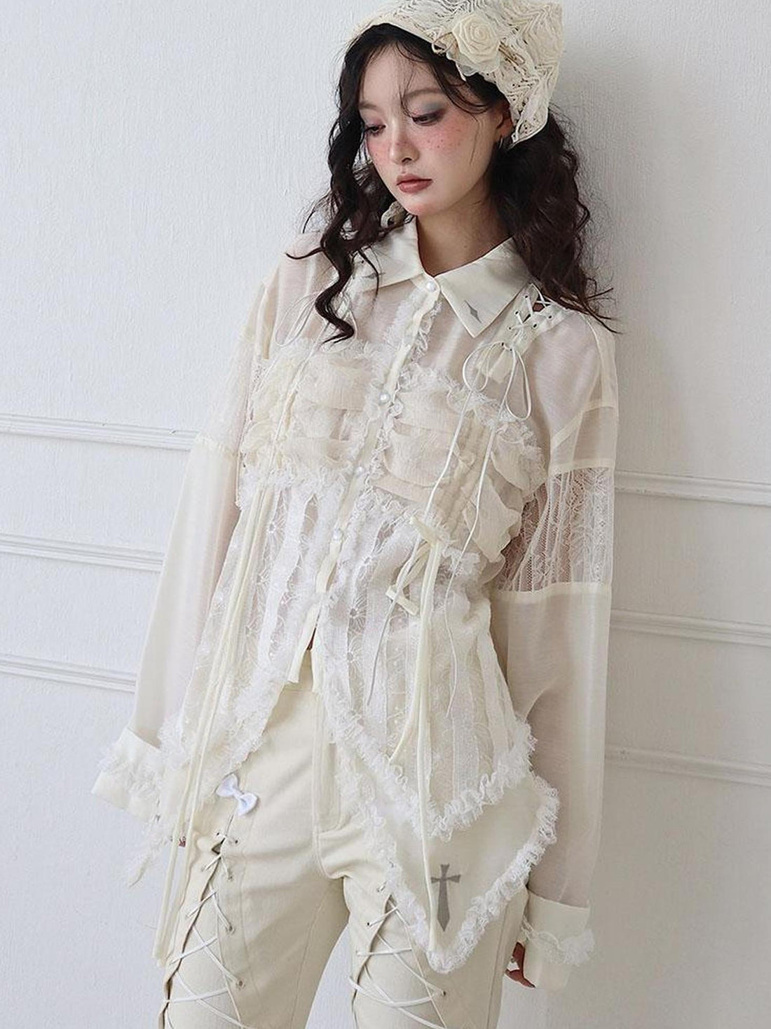 WSW WUSHENWU Mesh Chiffon Industrial Minimalist Oversized Shirt