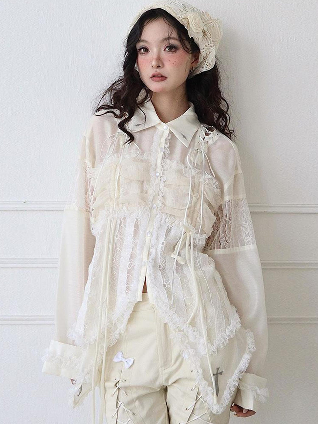 WSW WUSHENWU Mesh Chiffon Industrial Minimalist Oversized Shirt