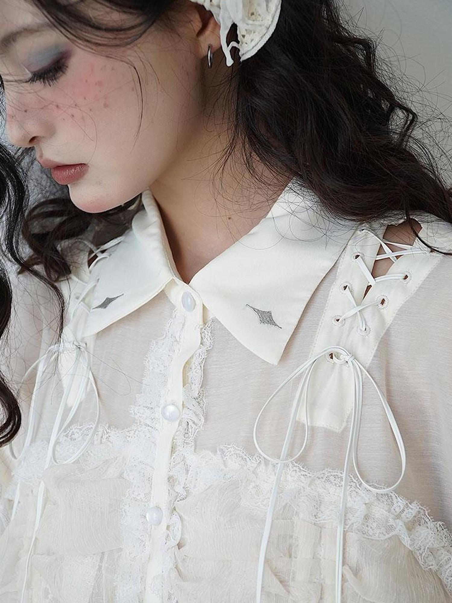 WSW WUSHENWU Mesh Chiffon Industrial Minimalist Oversized Shirt