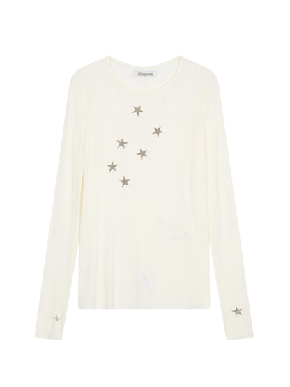 Achihara Starry Sunscreen Print Knit Tee