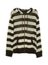 V Neck Stripe Knit Hooded Cover Up