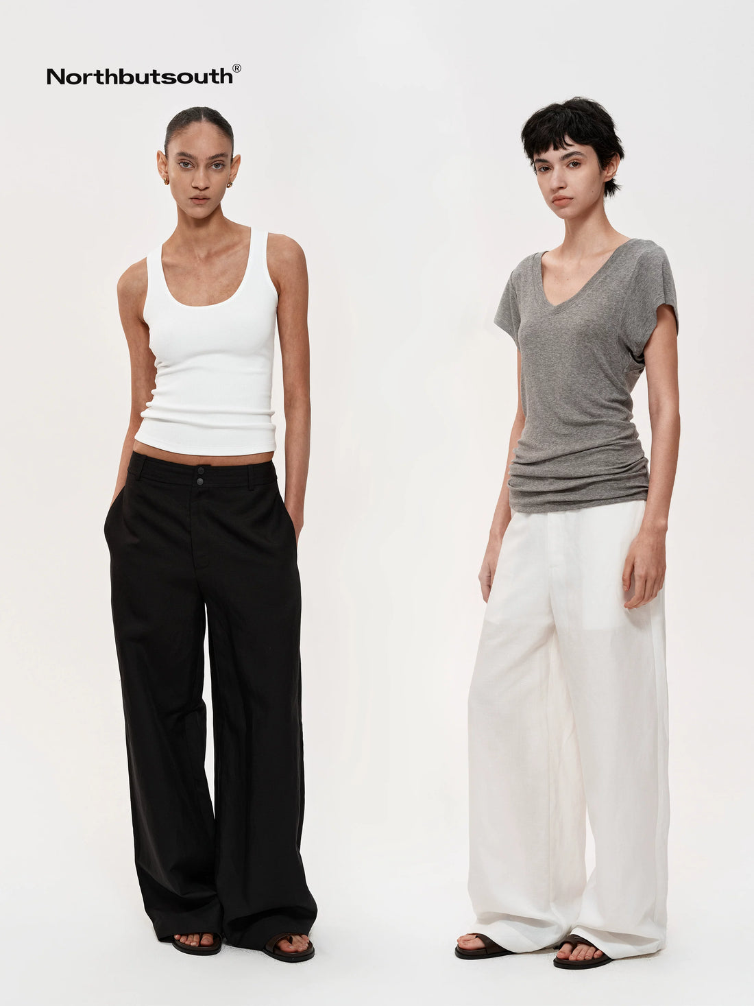 Mid Rise Linen Blend Relaxed Fit Straight Leg Pants