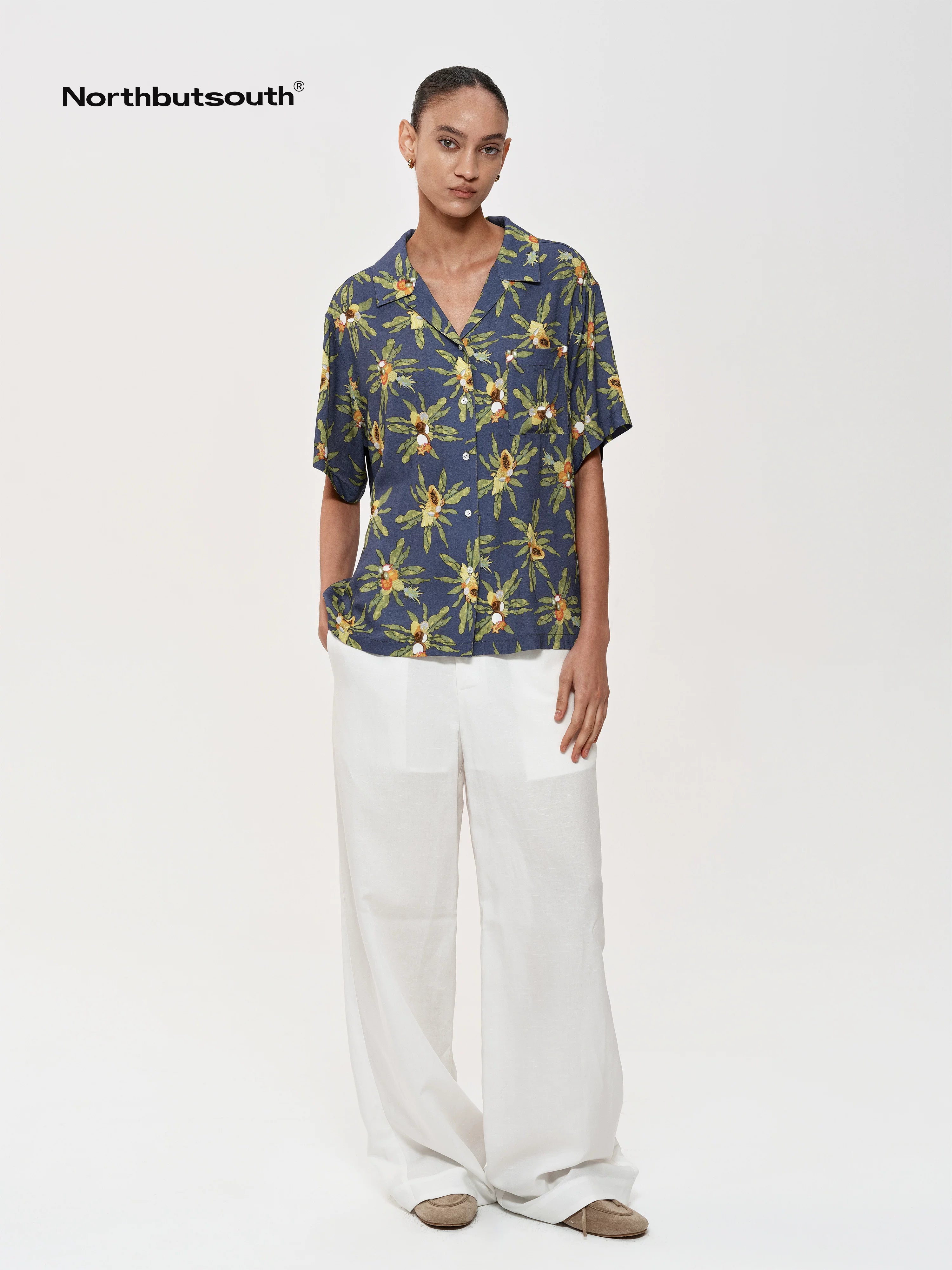 Mid Rise Linen Blend Relaxed Fit Straight Leg Pants