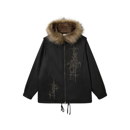 Achihara Stellar Quilted Nylon Parka With Fur Trim