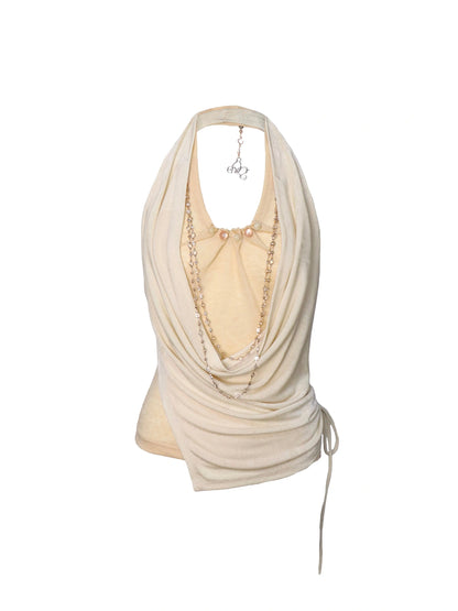 Textured Layered Halter Neck Crop Top