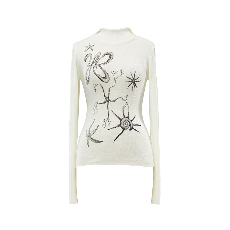 YOSHUYUKI  Island 2024 Fall Winter Hand Printed Wool Hoodie