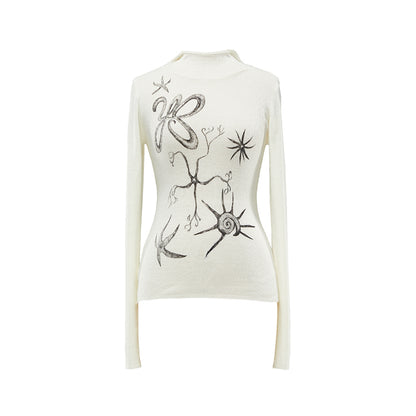 YOSHUYUKI  Island 2024 Fall Winter Hand Printed Wool Hoodie