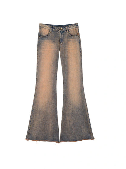 Vintage Distressed Flare Jeans For Women