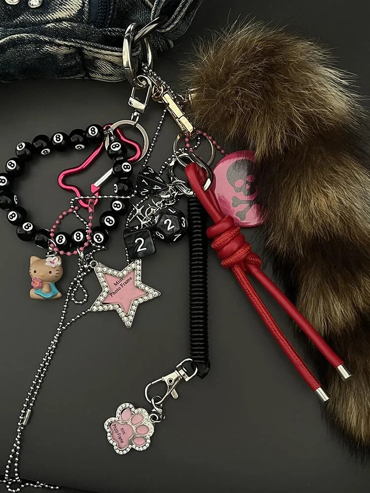 Mink Fur Keychain Phone Charm Multi-Functional Pendant