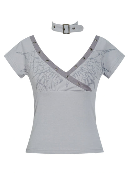 Sea Witch Butterfly Poetry Tee V-Neck T-Shirt Long-Sleeve