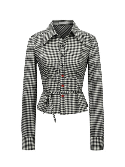 Mito_de_dar_Acetate_Checkered_Button_Up_Tie_Belt_Shirt_MISSTT