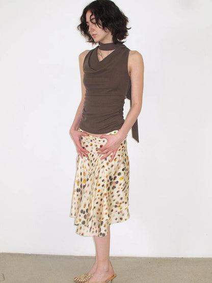 Mito de dar Acetate Tencel Psychedelic Dot A Line Skirt