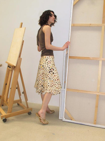 Mito de dar Acetate Tencel Psychedelic Dot A Line Skirt