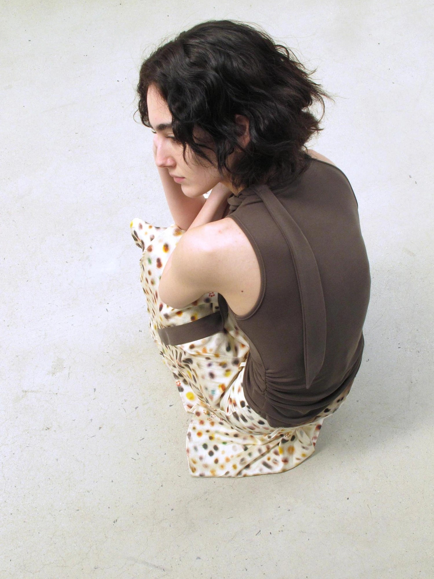 Mito de dar Acetate Tencel Psychedelic Dot A Line Skirt