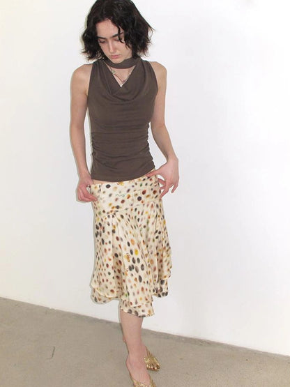 Mito de dar Acetate Tencel Psychedelic Dot A Line Skirt