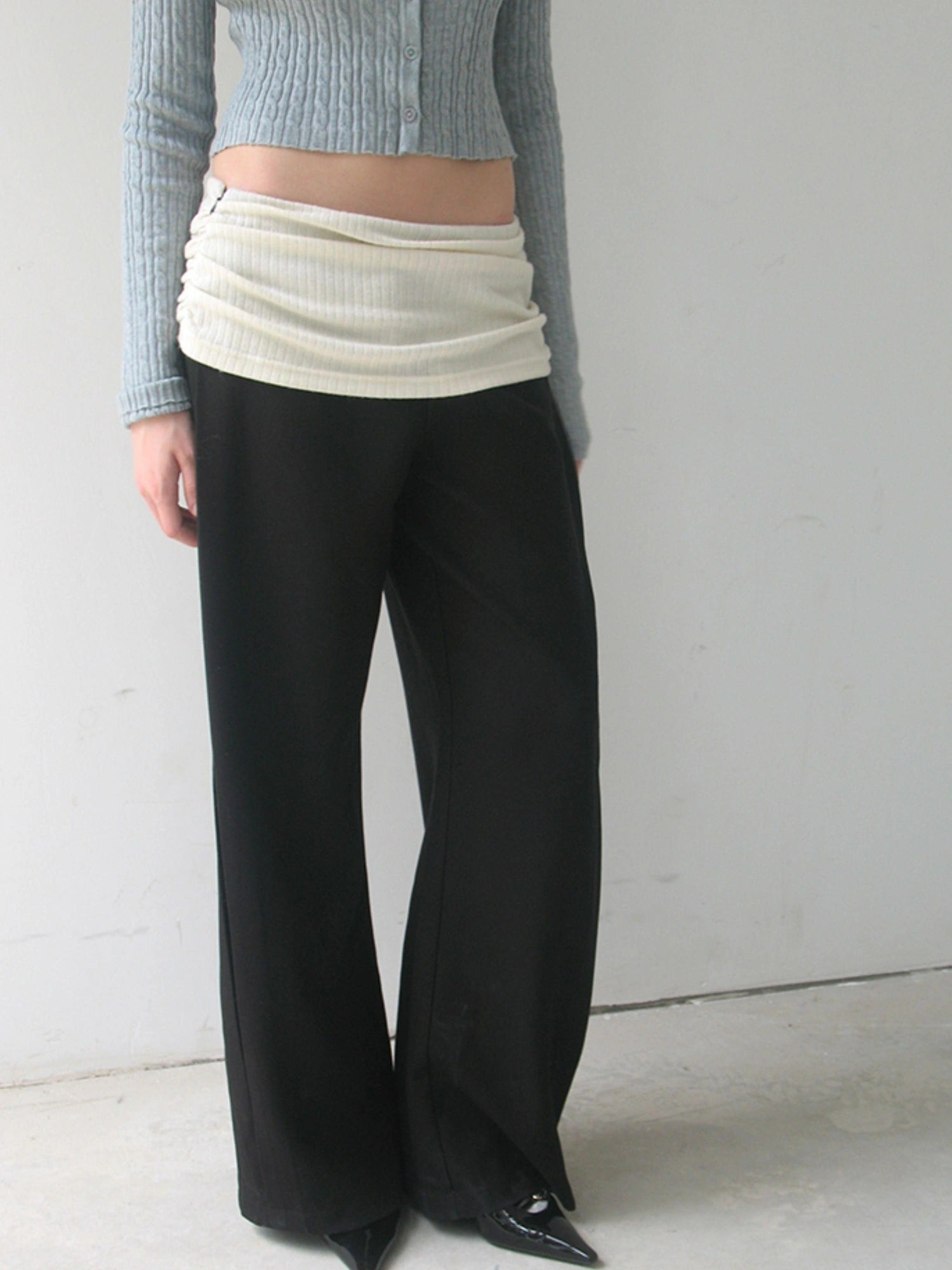 Mito de dar Acetate Wool Flared Trousers With Lace Pockets