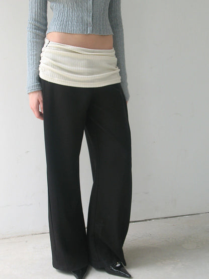 Mito de dar Acetate Wool Flared Trousers With Lace Pockets