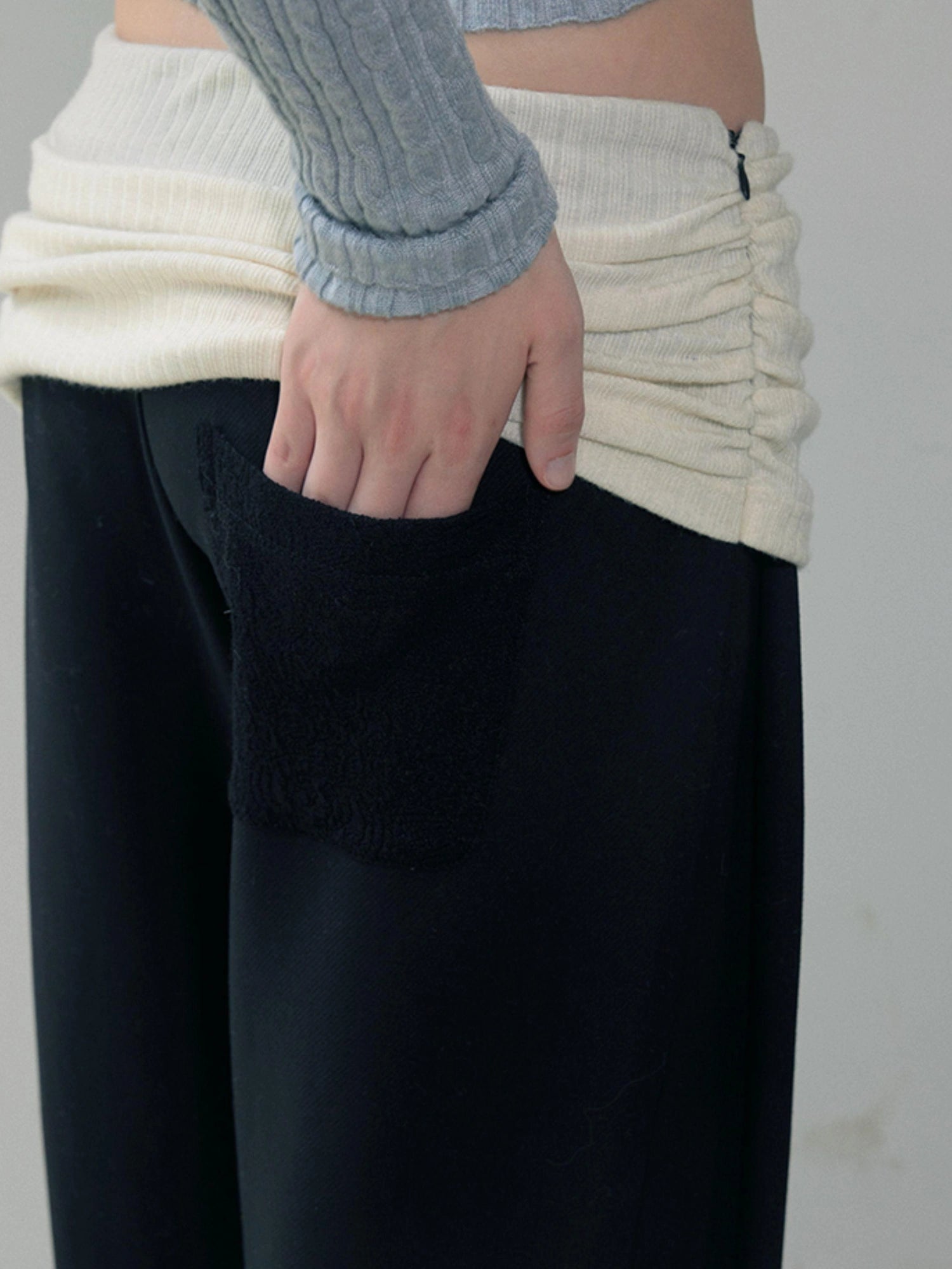 Mito de dar Acetate Wool Flared Trousers With Lace Pockets