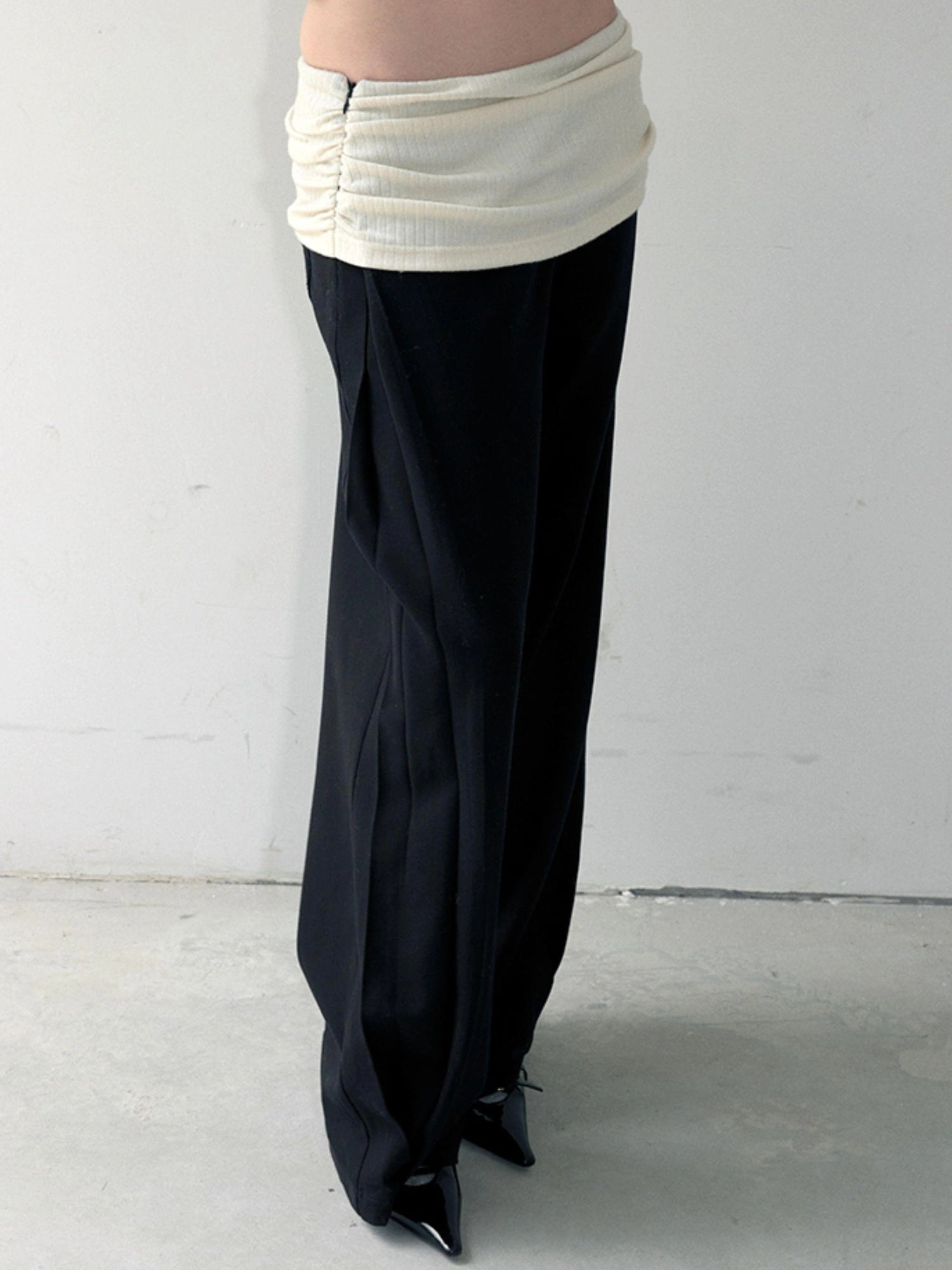 Mito de dar Acetate Wool Flared Trousers With Lace Pockets