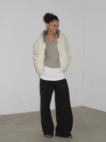 Mito de dar Acetate Wool Flared Trousers With Lace Pockets