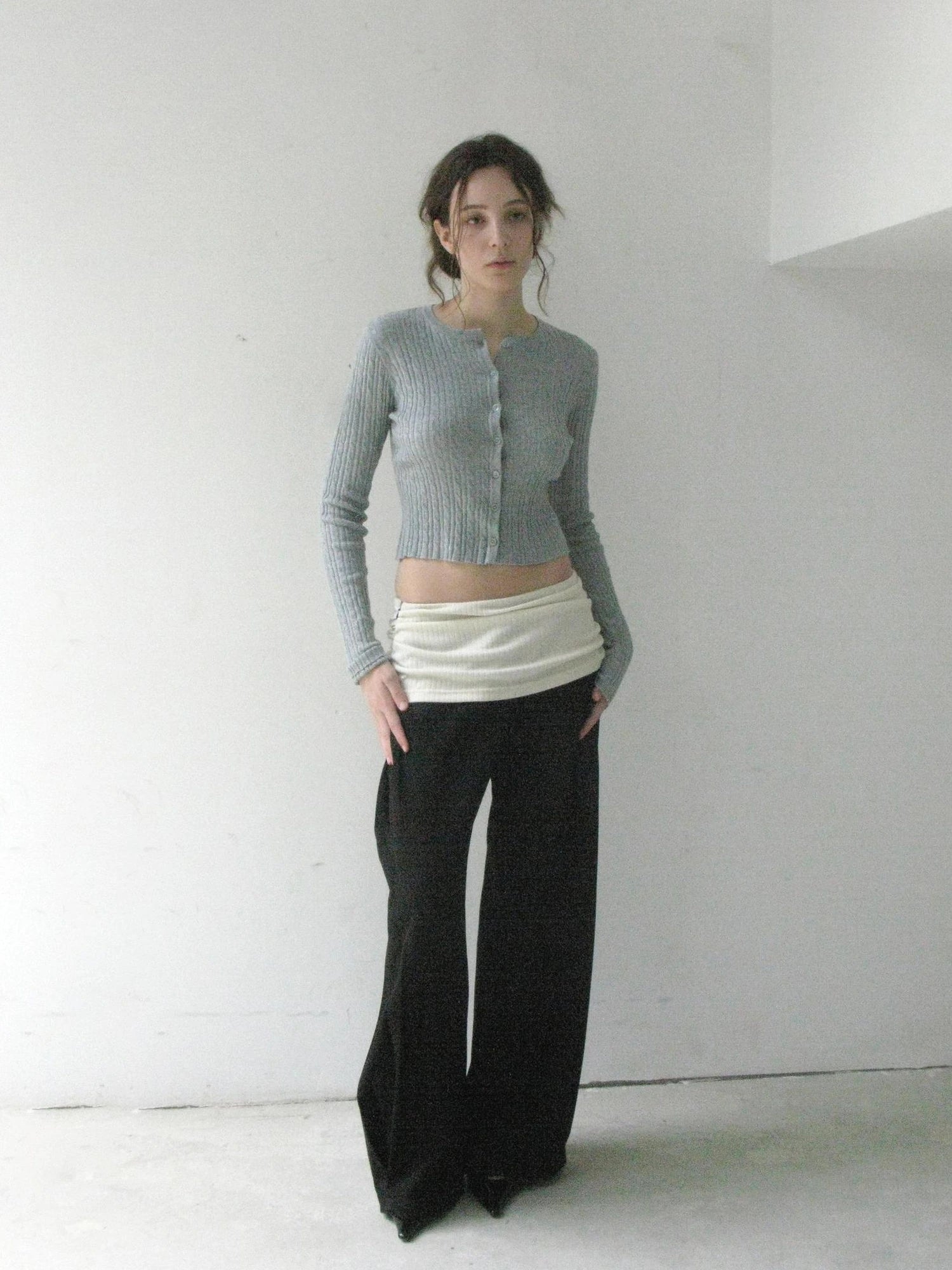 Mito de dar Acetate Wool Flared Trousers With Lace Pockets